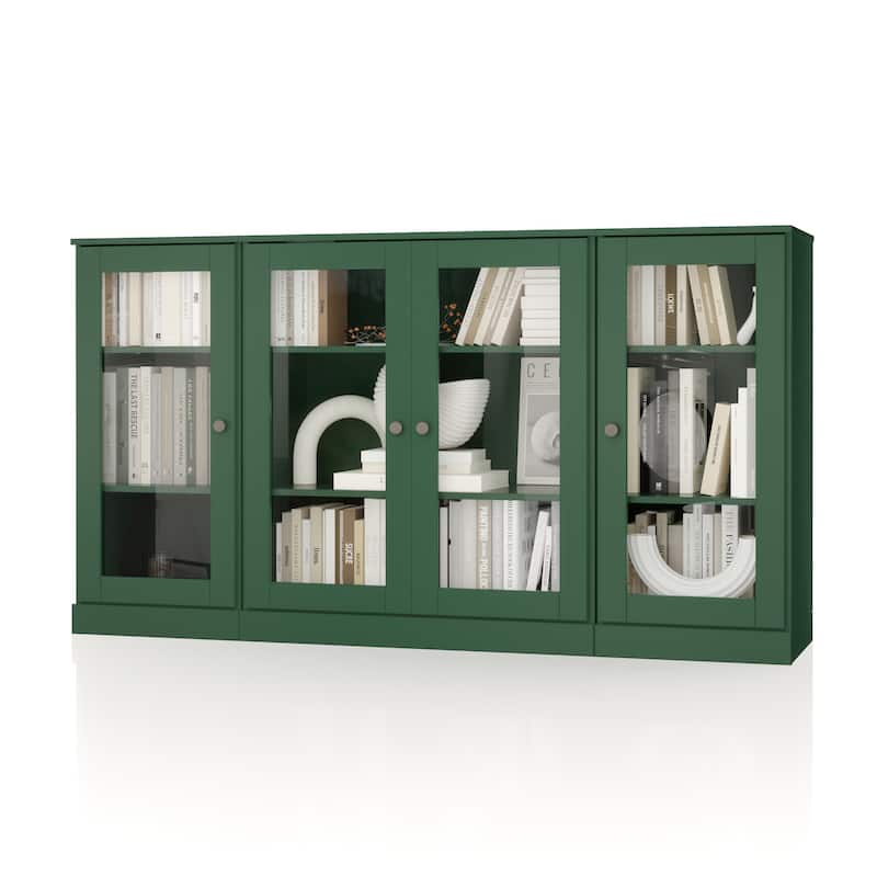 Palace Imports 100% Solid Wood 65" Sideboard with Clear Glass Doors and Adjustable Shelves