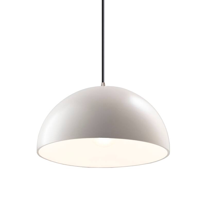 Justice Design Group Dome 1-Light Pendant - Black Cord/Matte White/Brushed Nickel