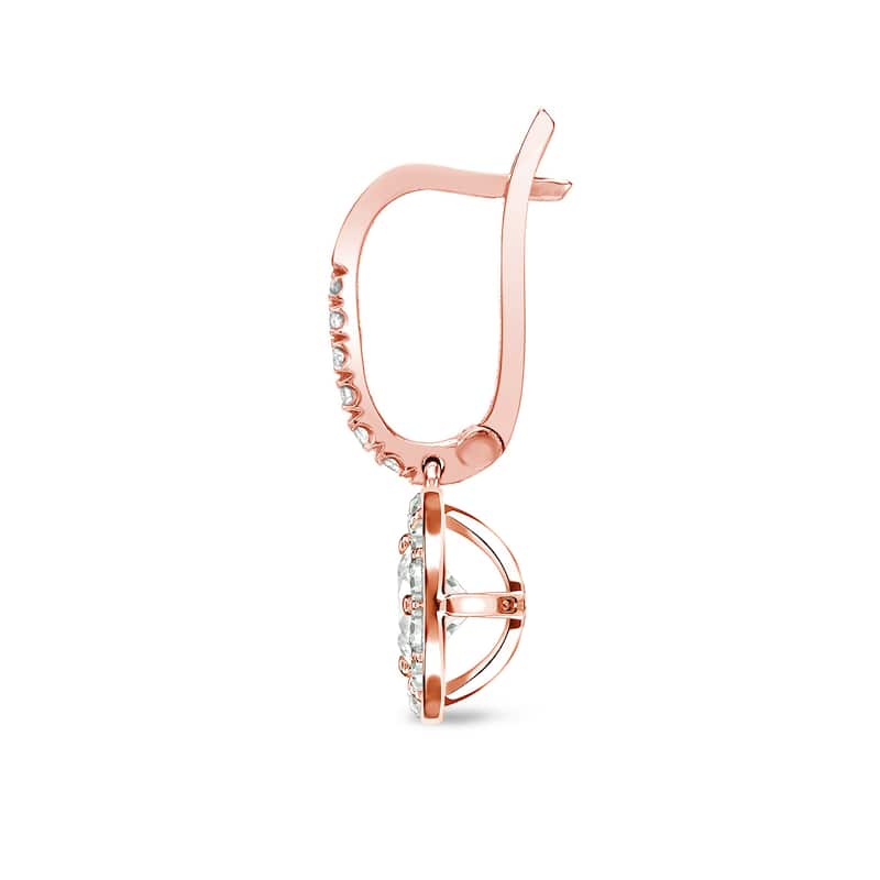 Auriya 1/2ctw Round Halo Diamond Dangle Earrings 14k Rose Gold (I-J, I1-I2)