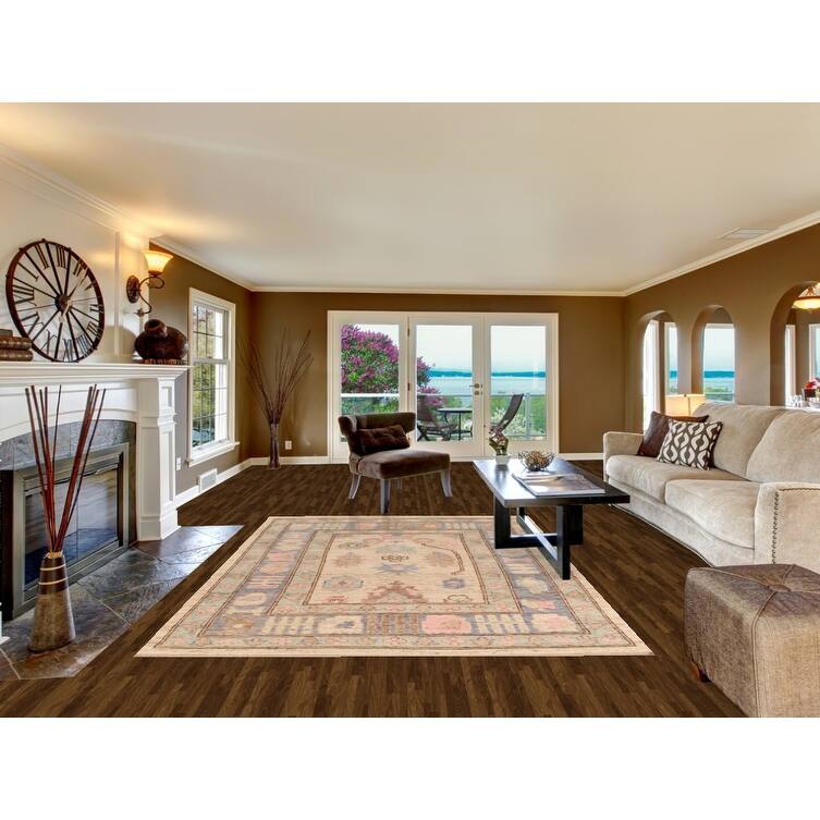 Earth Tone Oushak Turkish Rug Handmade Living Room Wool Carpet - 6'8" x 9'8"