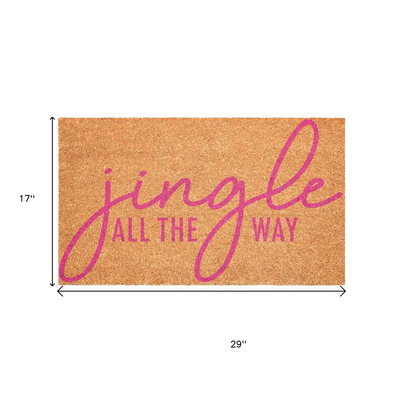 HomeRoots 17" X 29" Brown And Pink Christmas Outdoor Coir Door Mat - 17.00' X '29.00