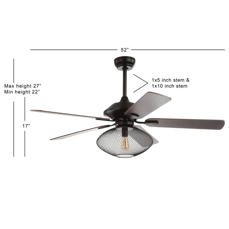 Brandy 52" 1-Light Mid-century LED Ceiling Fan With Remote, Oil Rubbed Bronze by JONATHAN Y
