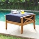 preview thumbnail 1 of 11, Cambridge Casual Lowell Teak Patio Ottoman with Cushion Natural Teak/Navy Cushion