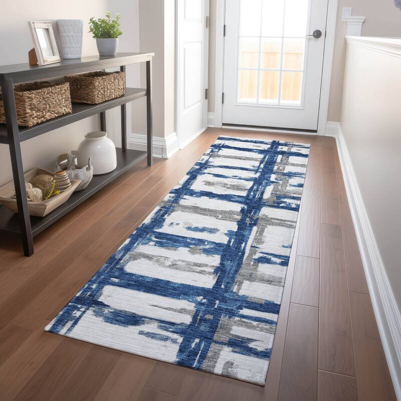 Premium Washable Super Soft Transitional Mayfield Rug - Navy - 2' 3" x 7' 6" - Runner