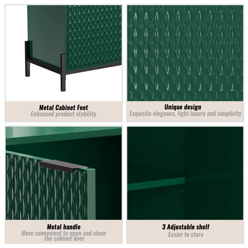 Clihome 3-Door High Gloss Buffets Sideboards with Adjustable Shelves