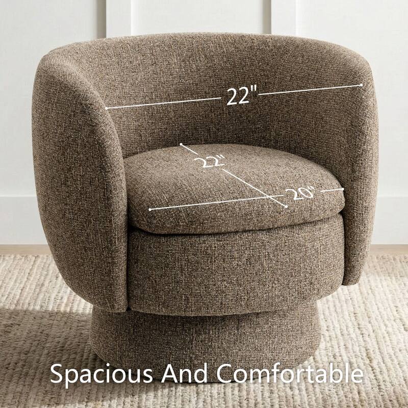 Upholstered 360 Swivel Barrel Accent Armchair