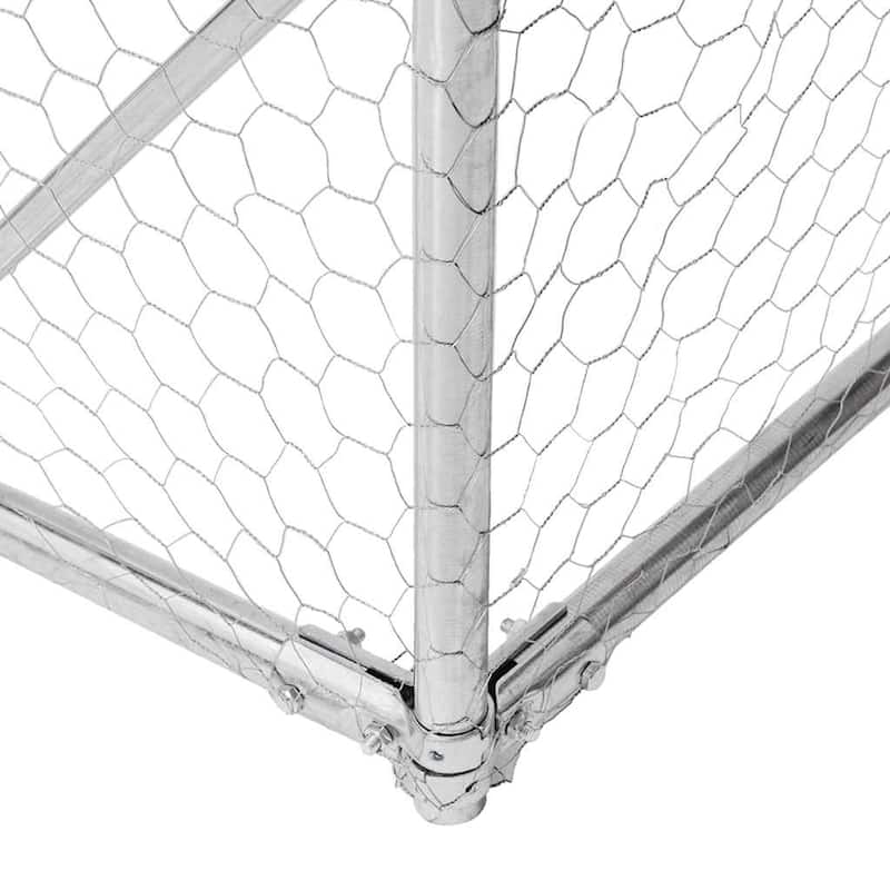 vidaXL Chicken Run Galvanized Steel Large Durable Chicken Run - Silver - 236.2 x 98.4 x 88.6