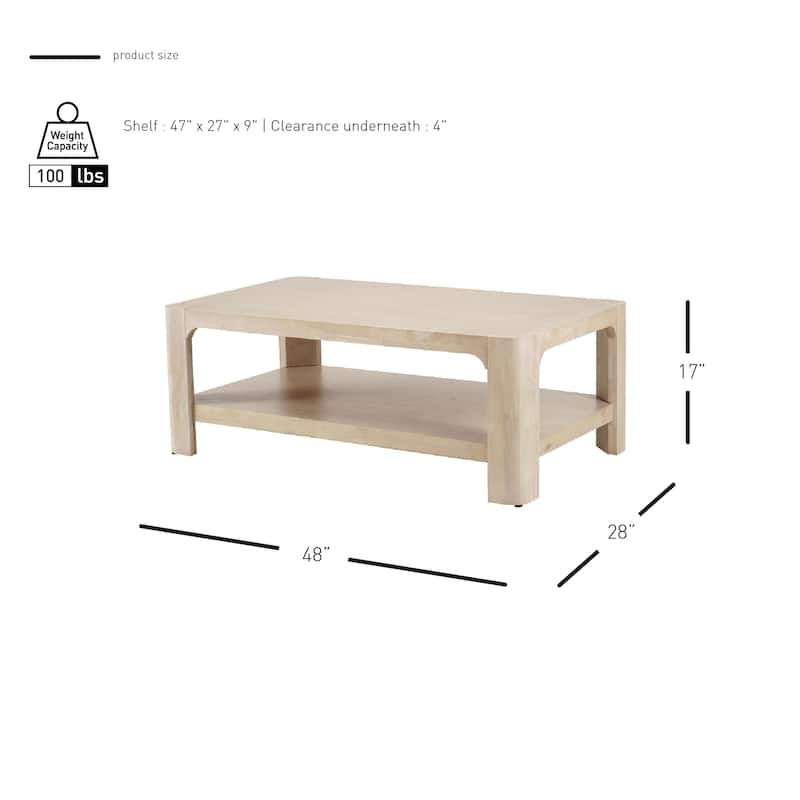 NPD Furniture Trevin Coffee Table with Open Shelf