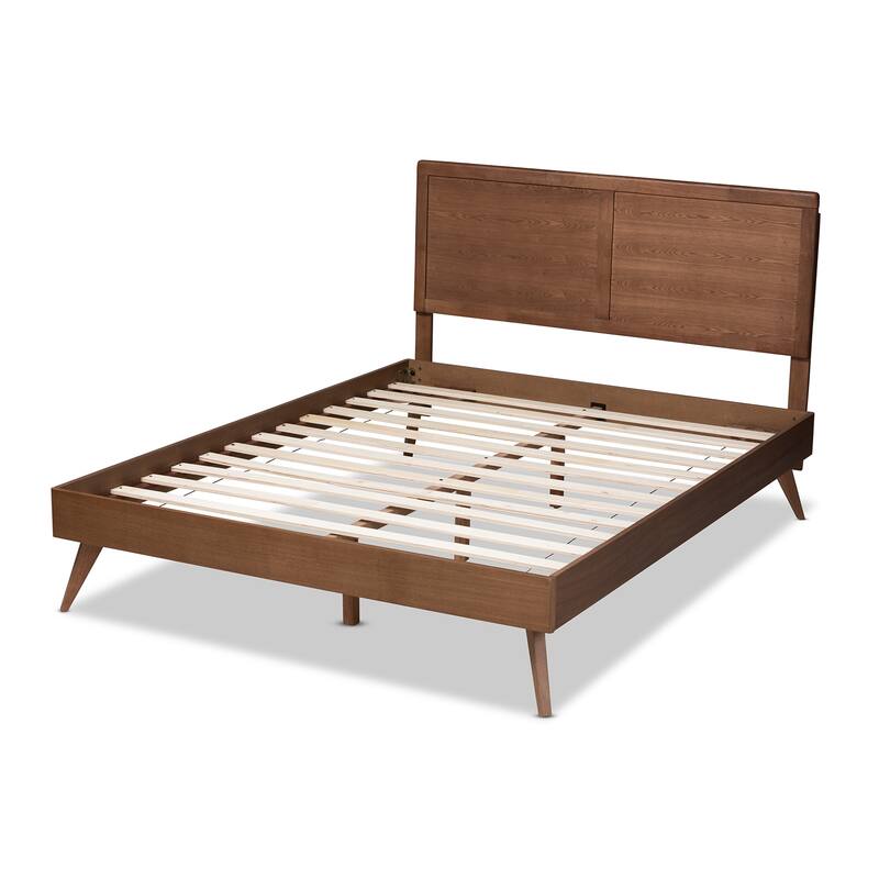 Carson Carrington Ulvsta Mid-century Walnut Wood Platform Bed
