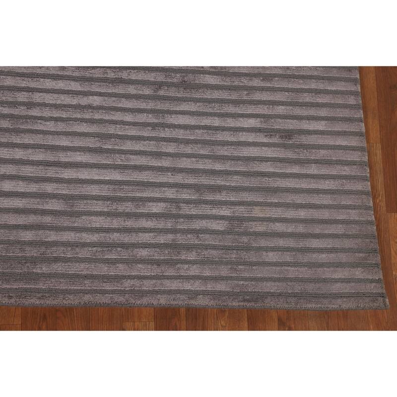 All-Over Striped Nepalese Oriental Area Rug Handmade Wool Carpet - 8'1" x 9'8"