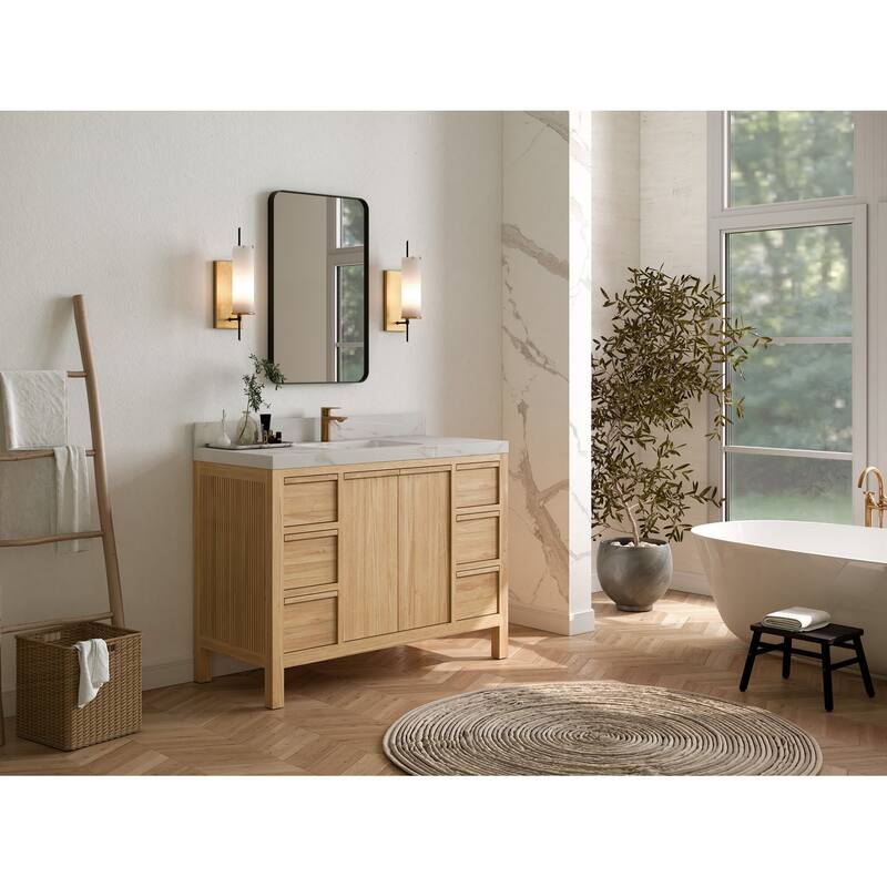 Willow Collections 48 in. W x 22 in. D Elizabeth Solid Teak Single Sink Bathroom Vanity with Countertop