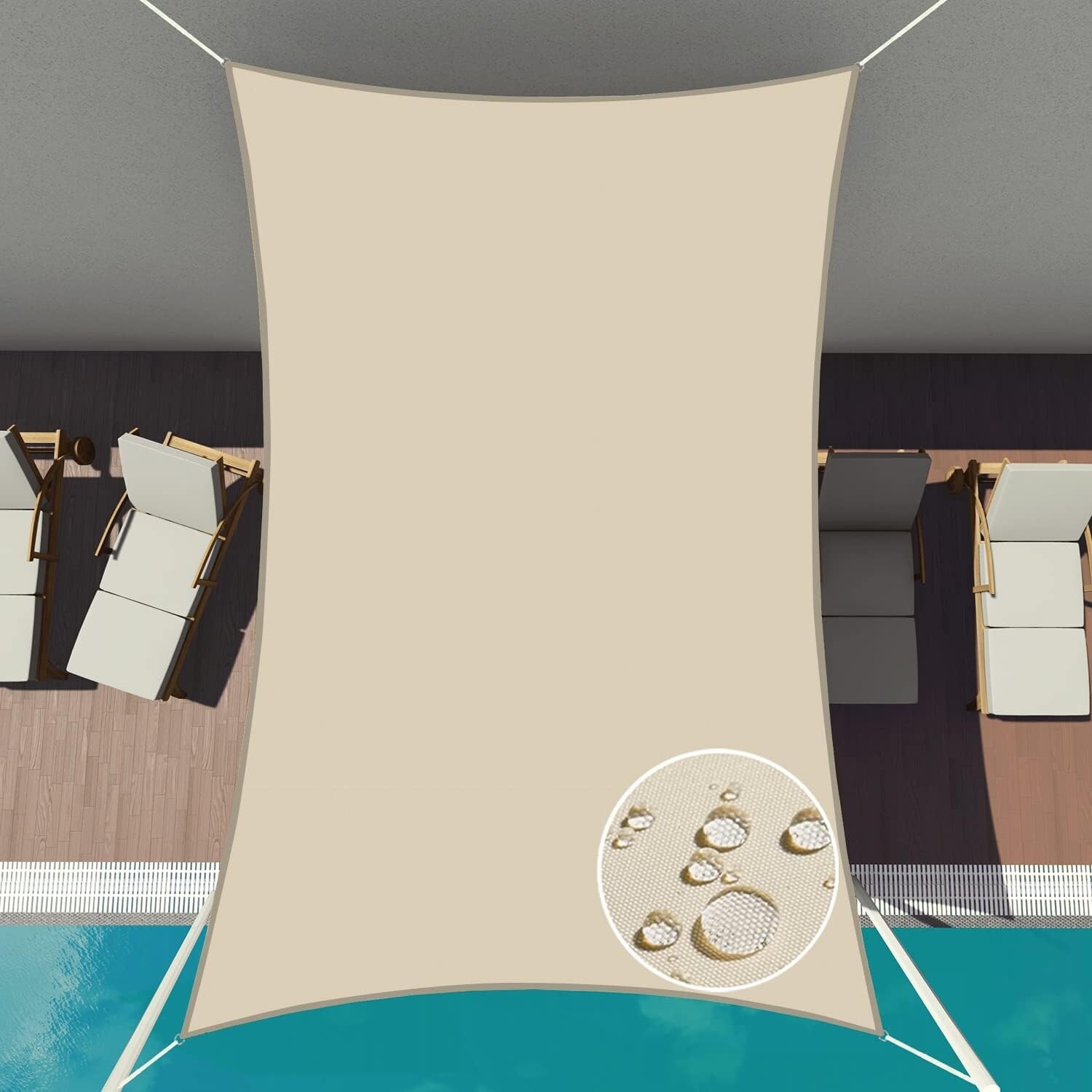 10' x 15' Waterproof UV Block Sun Shade Sail for Outdoor Patio, Garden, and Deck