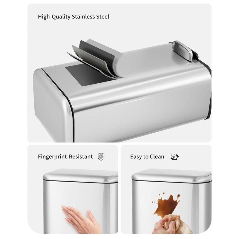 8 Gal Fingerprint-Proof Step Rubbish Bin, Trash Can for Bathroom, Kitchen
