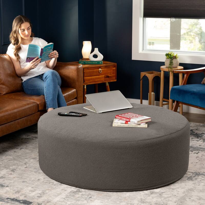 Jaxx Candler Round Couch Ottoman Large Coffee Table & Foot Rest, 44-Inch