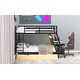 preview thumbnail 6 of 15, Full Size Metal Bunk Bed with Built-in Desk, Light and Drawers, Black