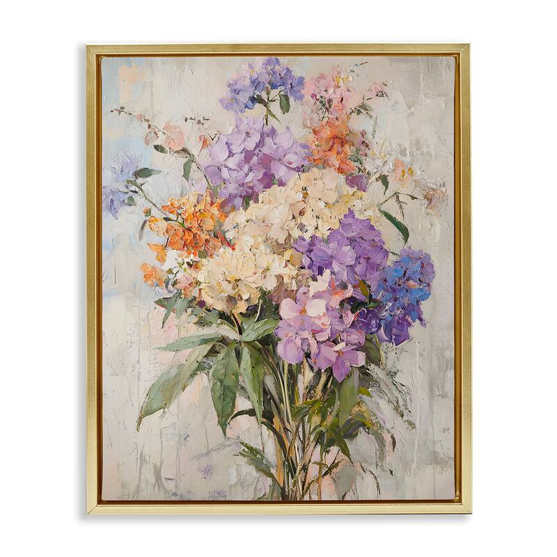 Stupell Abstract Hydrangea Clusters Framed Floater Canvas Wall Art Design By Franklyn Gregory - 25 x 31 - Gold
