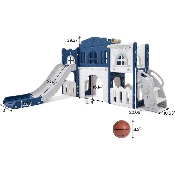 dimension image slide 3 of 4, 8-in-1 Toddler Indoor Playground with Slide Baby Slide Playset for Toddlers Ages 1-3 Outdoor Play