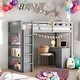 preview thumbnail 1 of 20, Twin Size Loft Bed With Ladder,Shelves and Desk for Home Grey
