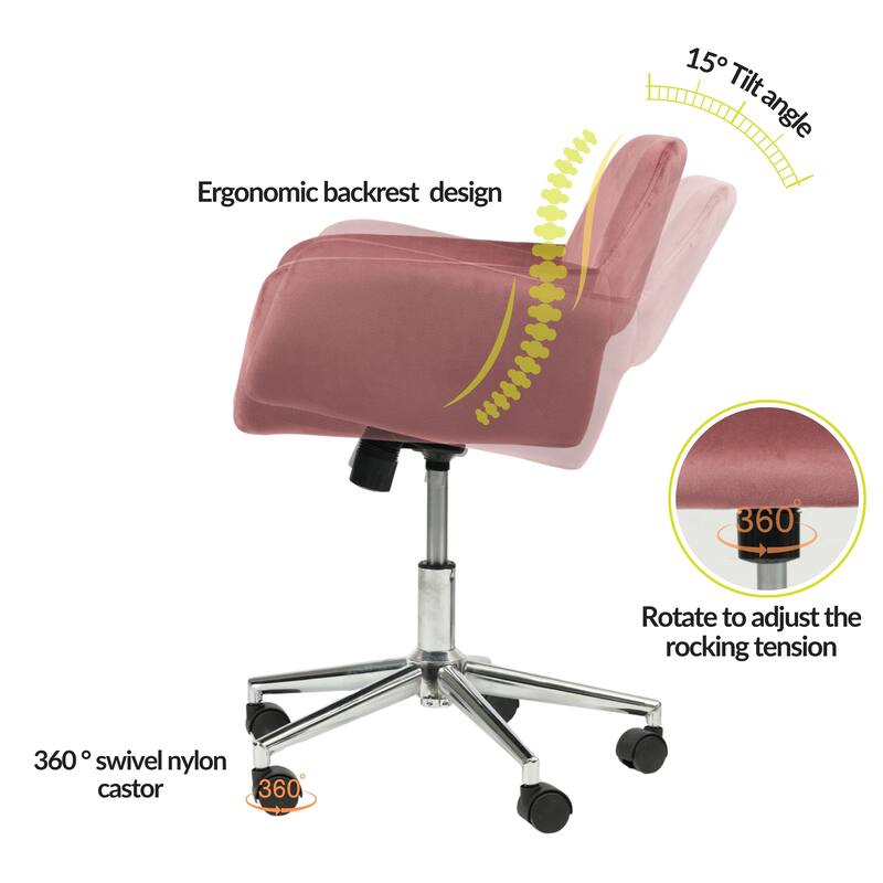 HomyLin Swivel Mid Back Upholstery Desk Chair with Rolling Casters