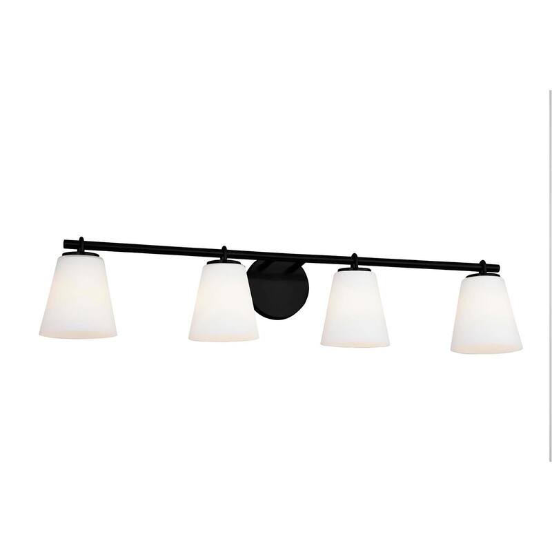 Justice Design Group Alpino 4-Light Bath Bar - Opal Glass - Matte Black/Opal Glass
