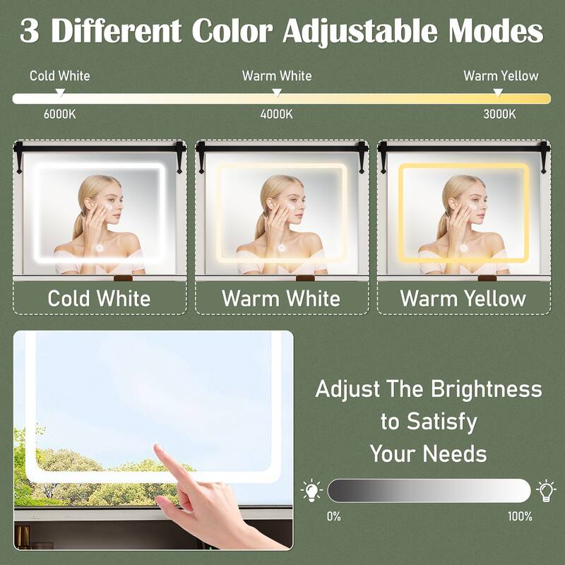 47.2" Farmhouse Makeup Vanity Desk with Sliding Mirror & LED Lights, 9-Drawer Dressing Table with Stool