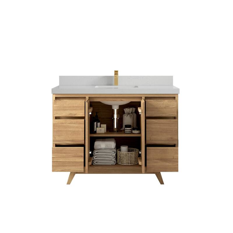 Willow Collections 48 in. W x 22 in. D Madison Teak Single Sink Bathroom Vanity with Countertop