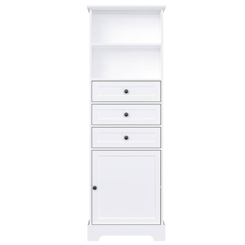 GDFStudio - Kael 67" Tall Storage Cabinet with Drawers & Adjustable Shelves, Modern MDF Organizer