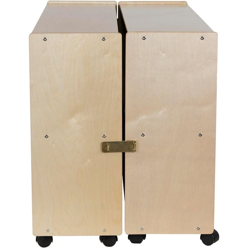 RRI Goods Montessori Wooden Folding Bookcase with Casters, Toy Organizer Storage Unit for Classroom Natural Wood Finish