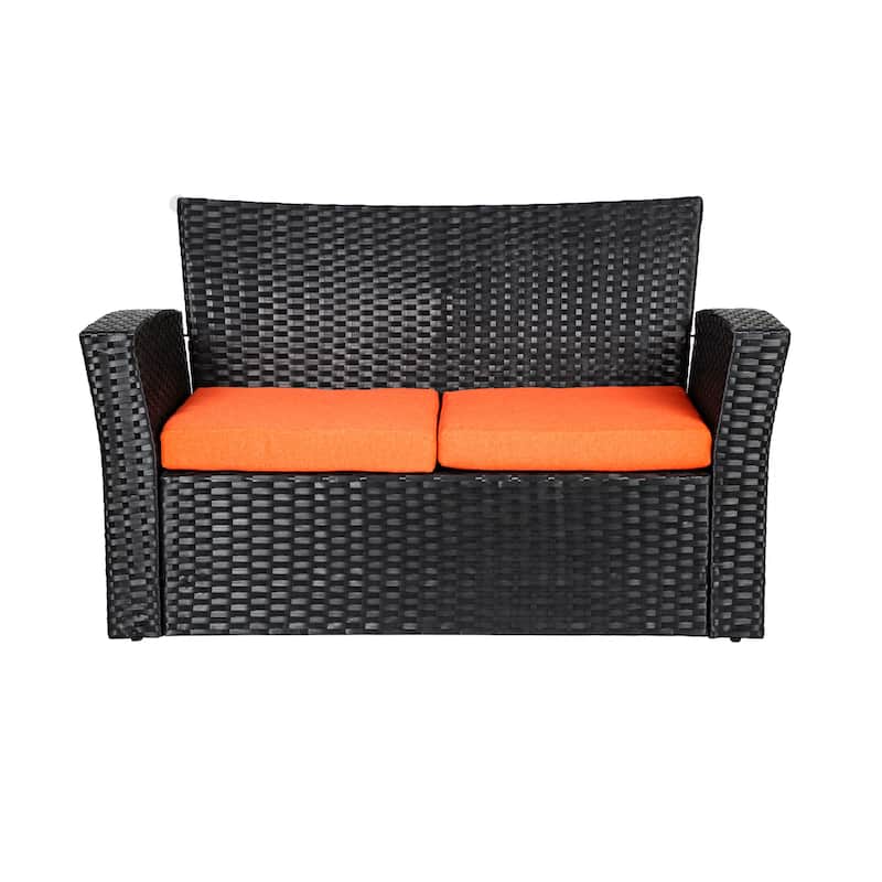 Grandview 4-piece Black Wicker Outdoor Patio Conversation Set