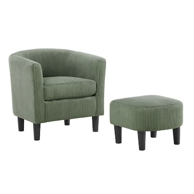 Modern Corduroy Upholstered Accent Chair with Ottoman
