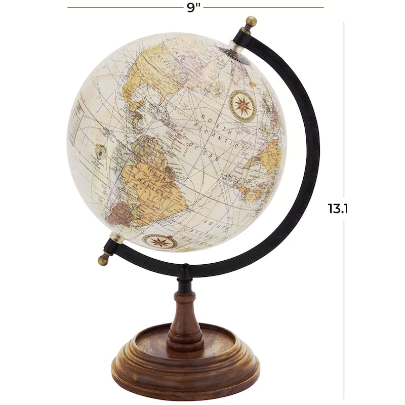 Brown Mango Wood Globe with Wood Base