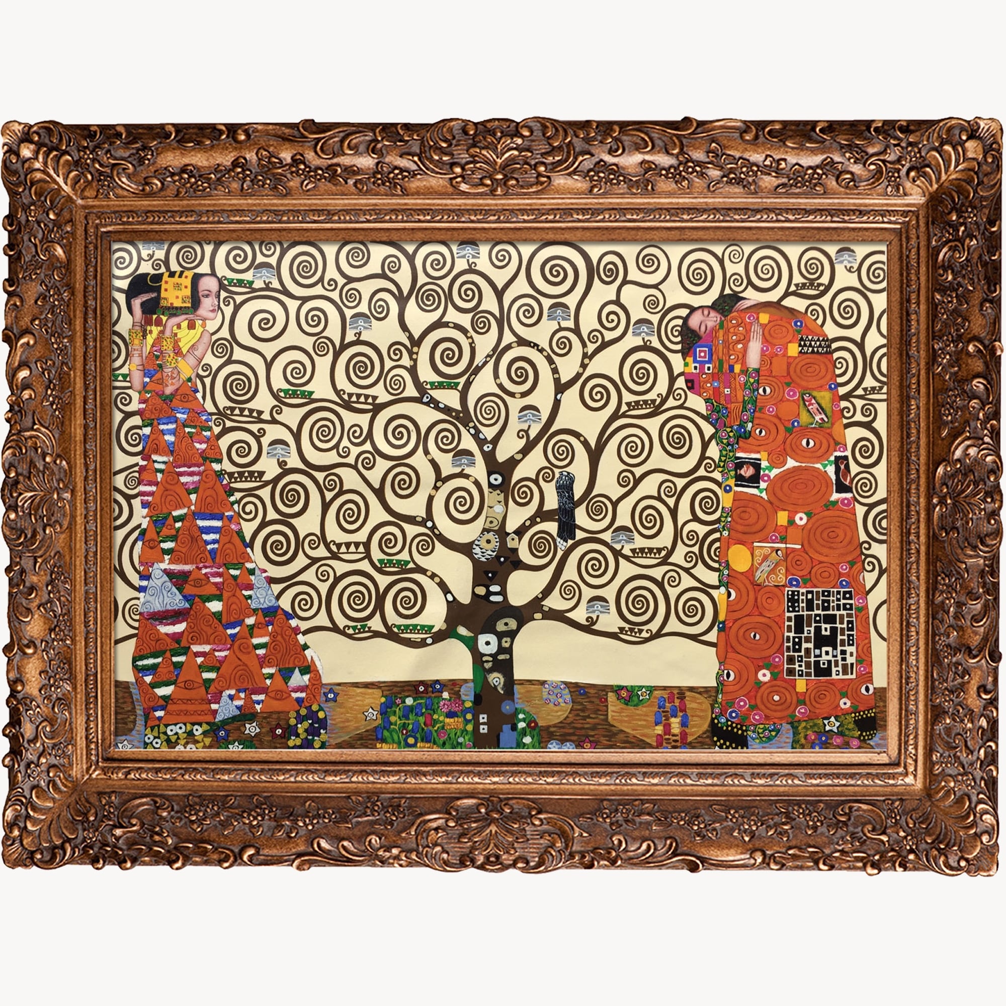 overstockArt Hand Painted Oil on Canvas Tree of Life by Gustav Klimt Framed