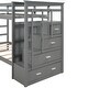 preview thumbnail 27 of 25, Twin over Twin Wood Bunk Bed with Trundle and Storage Staircase