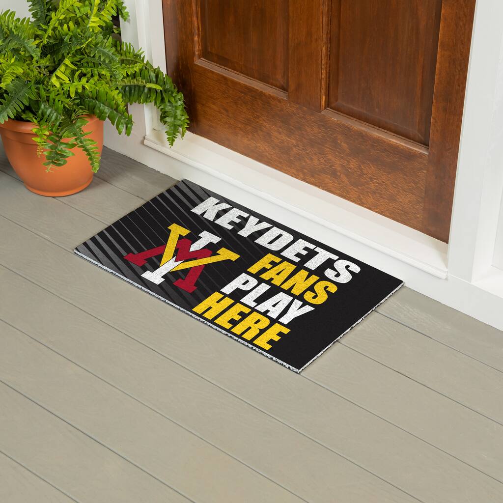 28 in. x 16 in. Virginia Military Institute "Fans Play Here" PVC Door Mat