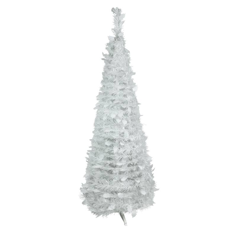 White Tinsel Pop-Up Artificial Christmas Tree - 6' - Unlit - 6 Foot
