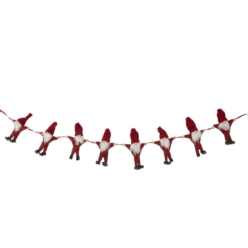 30" Knit Gnome Novelty Christmas Garland - Red and White