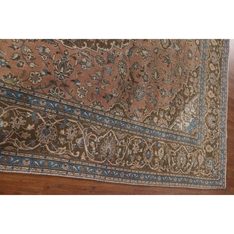 Traditional Kashan Persian Vintage Area Rug Hand-Knotted Wool Carpet - 7'7"x 11'0"