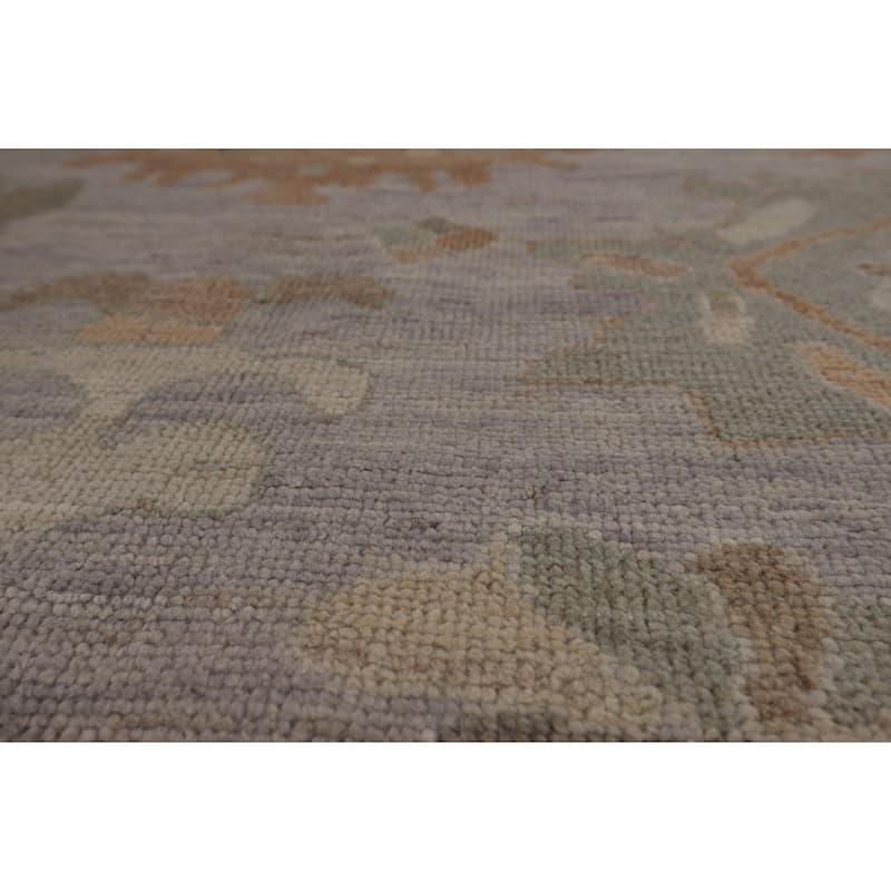Vegetable Dye Oushak Turkish Rug Handmade Grey Wool Carpet - 8'0"x 9'11"