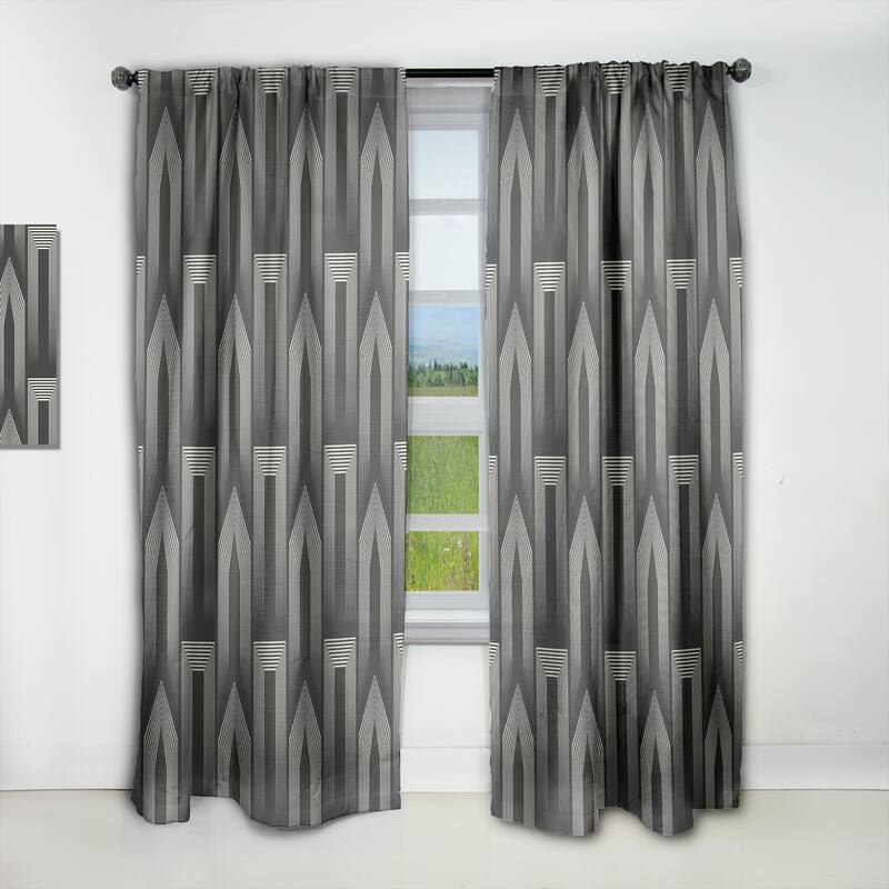 Designart 'Mimimal Black And White Design III' Mid-Century Modern Blackout Curtain Single Panel