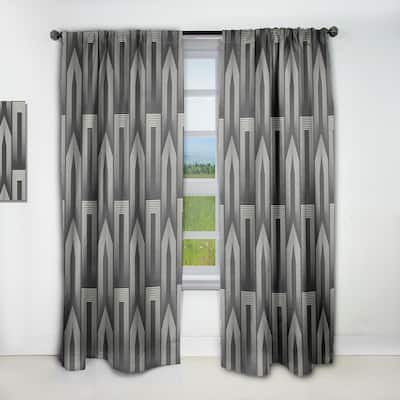 Designart 'Mimimal Black And White Design III' Mid-Century Modern Blackout Curtain Single Panel