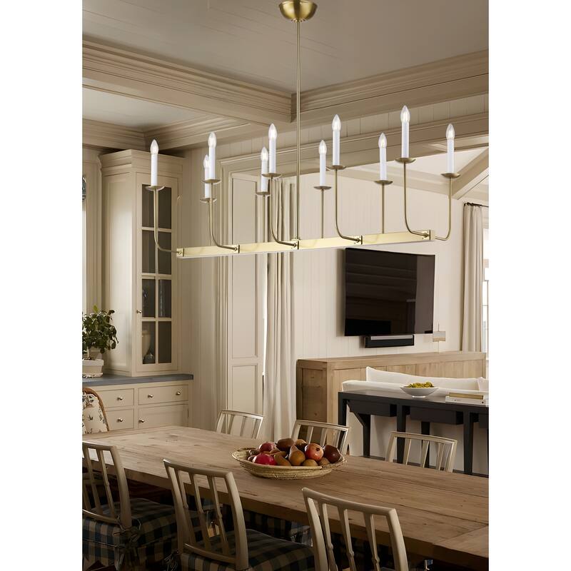 47" Large 10-Light Linear Branching Chandelier