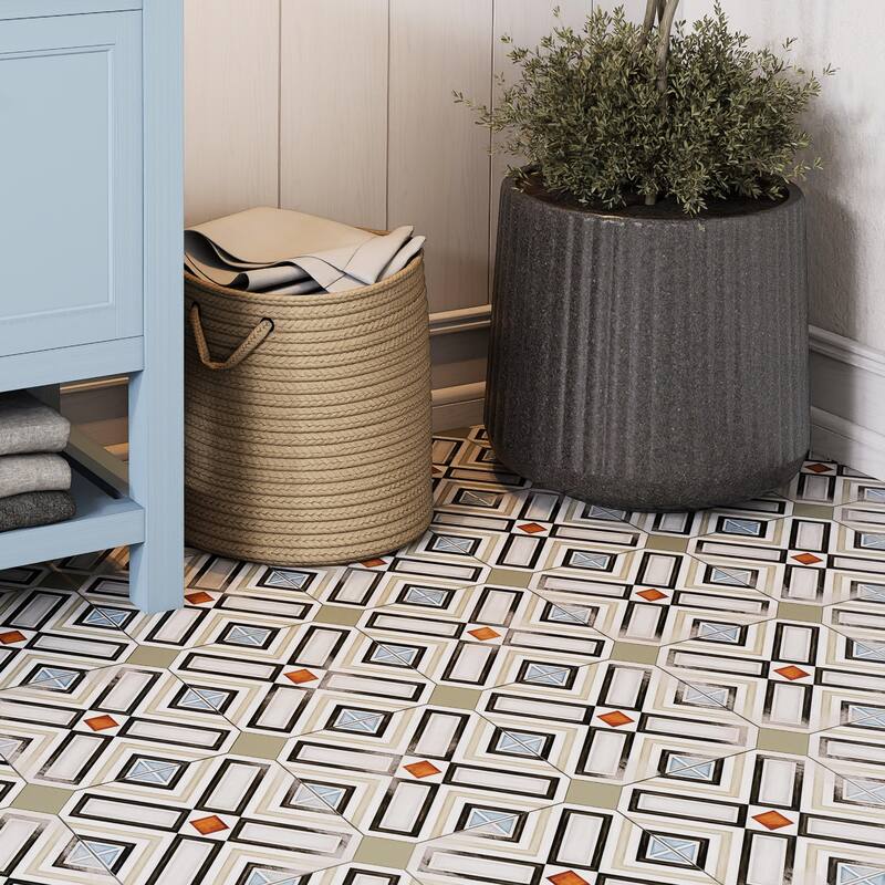 Merola Tile Vaudeville Octagon Deco Ritter 7-7/8" x 7-7/8" Porcelain Floor and Wall Tile - Case (25 Tiles)
