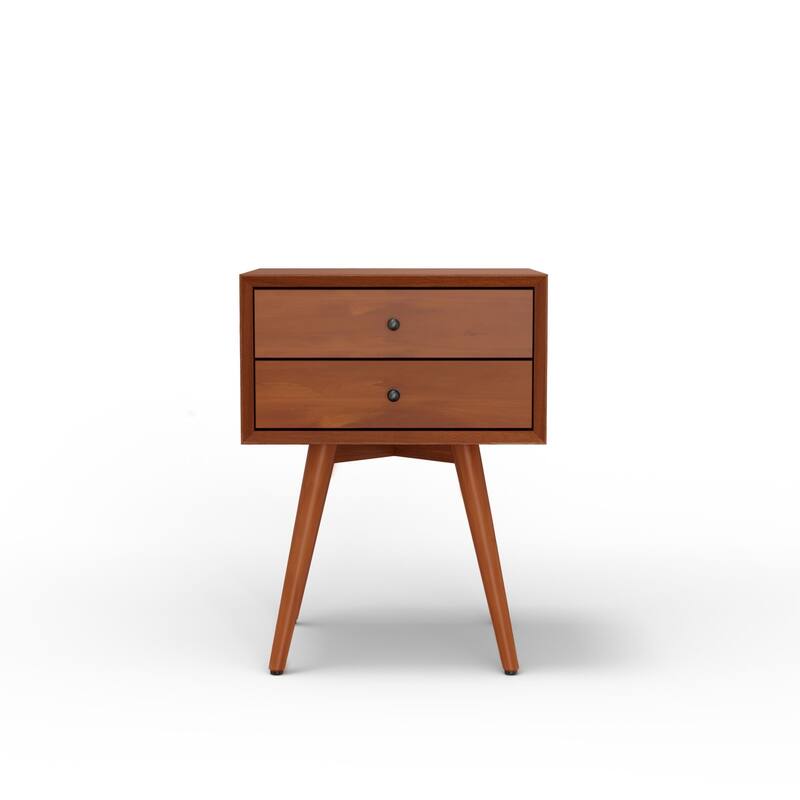 Flynn Small 2-Drawer Mahogany Nightstand with Legs