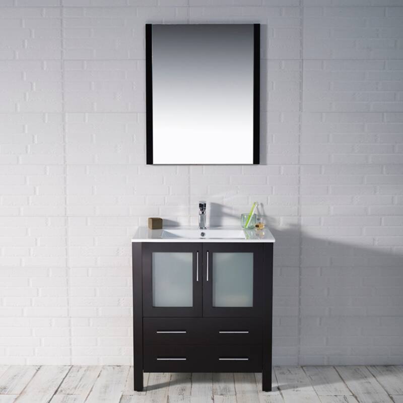 Blossom Solid Wood Double Bathroom Vanity w/ Ceramic Sink & Base