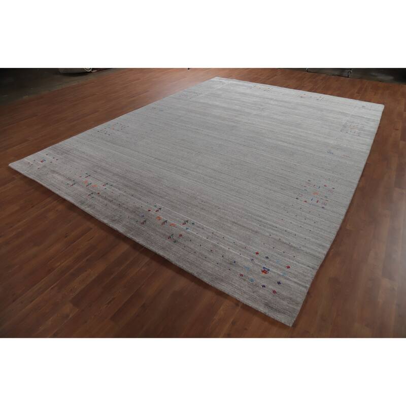 Hand Knotted Oriental 100% Wool Carpet Tribal Animal Pictorial Greys & Charcoal Gabbeh Area Rug - 11' 11'' X 9' 0''