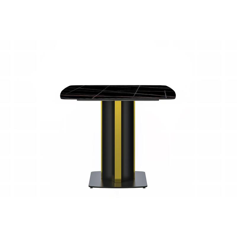 Sylva Dining Table Rectangular Tabletop in Gold Pedestal Base