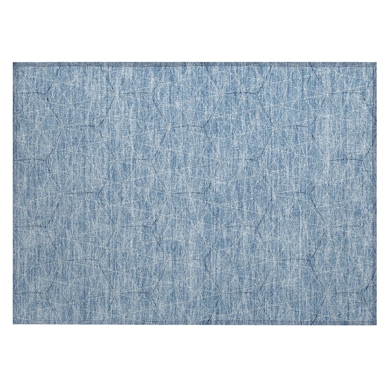 Machine Washable Indoor/ Outdoor Mosaic Geo Chantille Rug