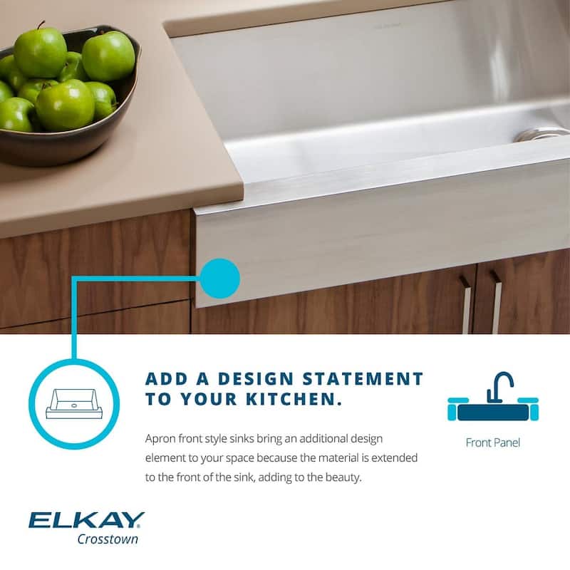 Elkay Crosstown Stainless Steel 35-7/8" x 20-1/4" x 9", Equal Double Bowl Farmhouse Sink with Aqua Divide