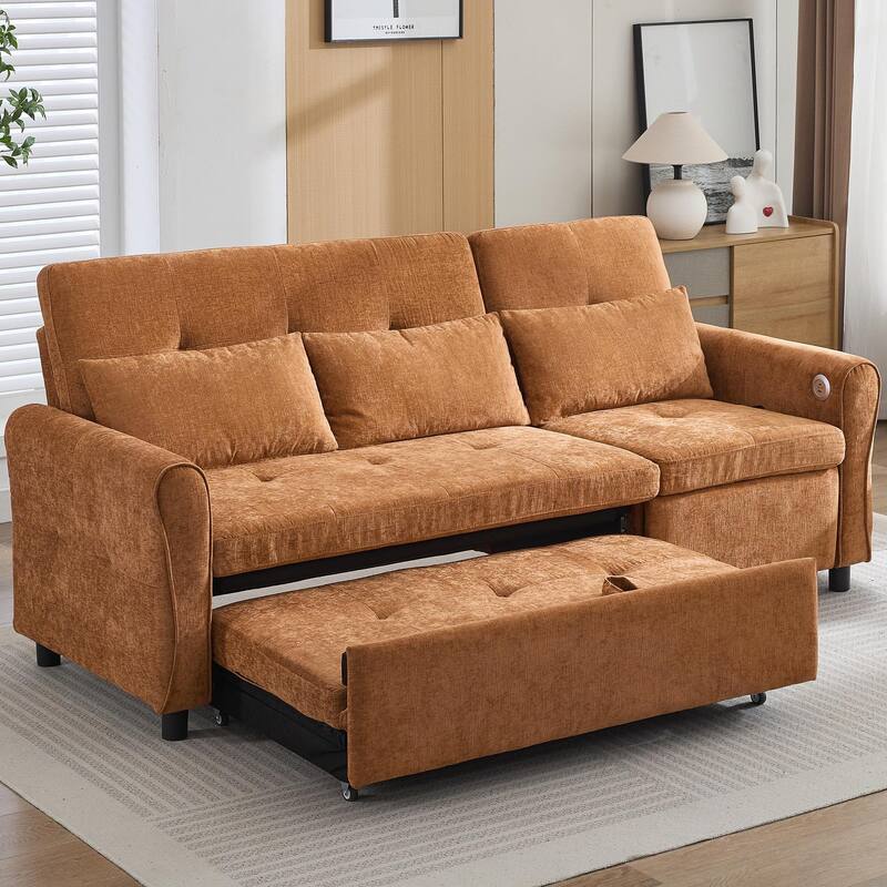 2-in-1 Sofa 82-inch three-person sofa - Orange