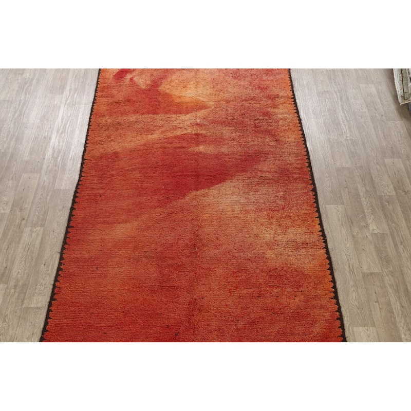 Antique Tribal Moroccan Oriental Area Rug Wool Handmade Carpet - 6'4" x 13'6"
